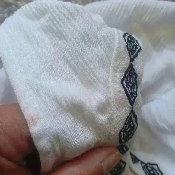 LOFT Women’s Black & White Embroidered Gauzy Boho Sleeveless Tunic Dress S - Picture 14 of 14